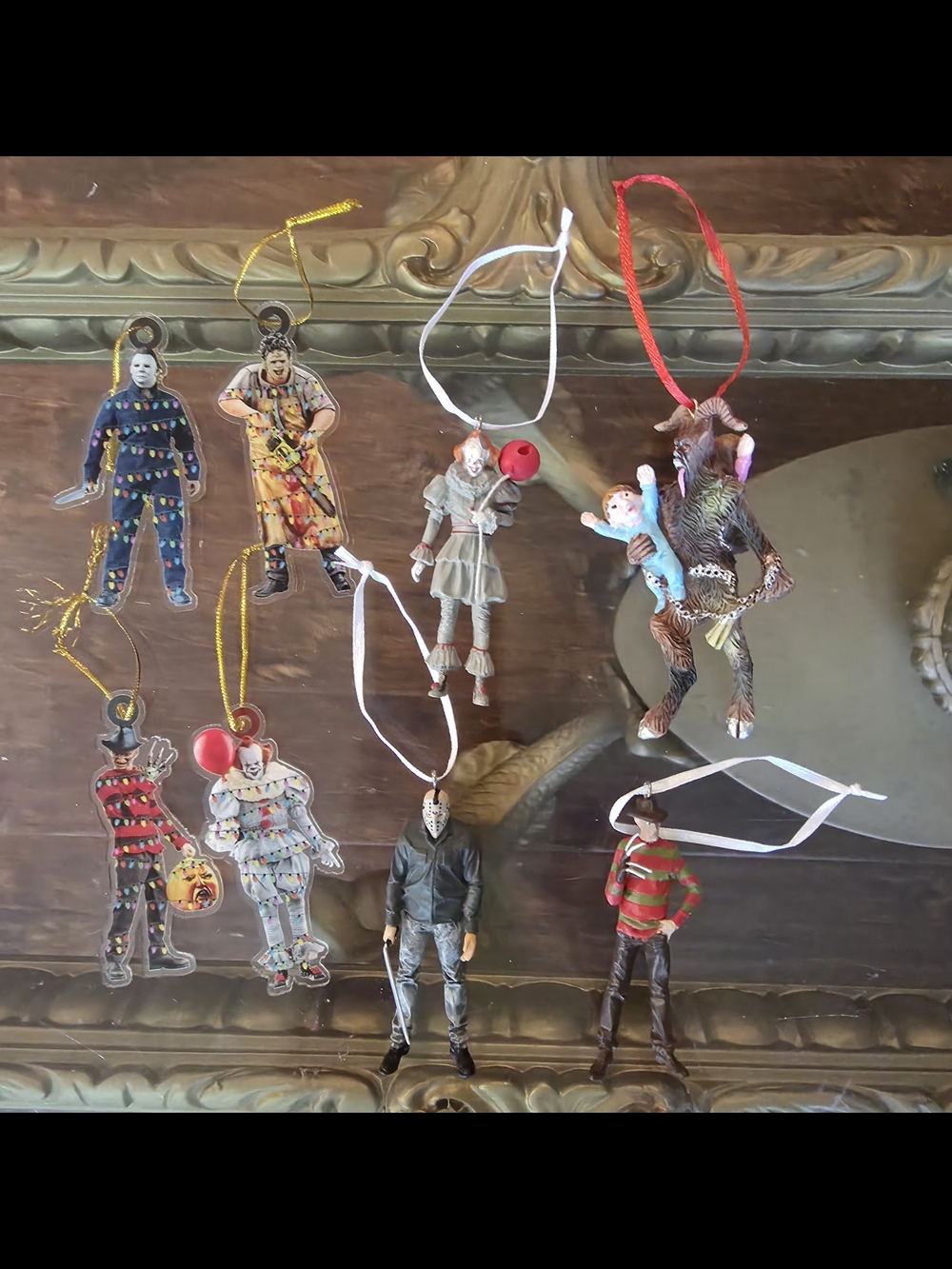 Lot of 8 Horror Movie Character Christmas Ornaments (Freddy, Jason, Pennywise)